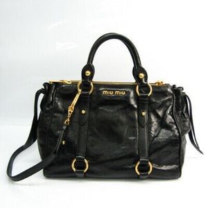 Miu Miu Vitello shine black tote bag